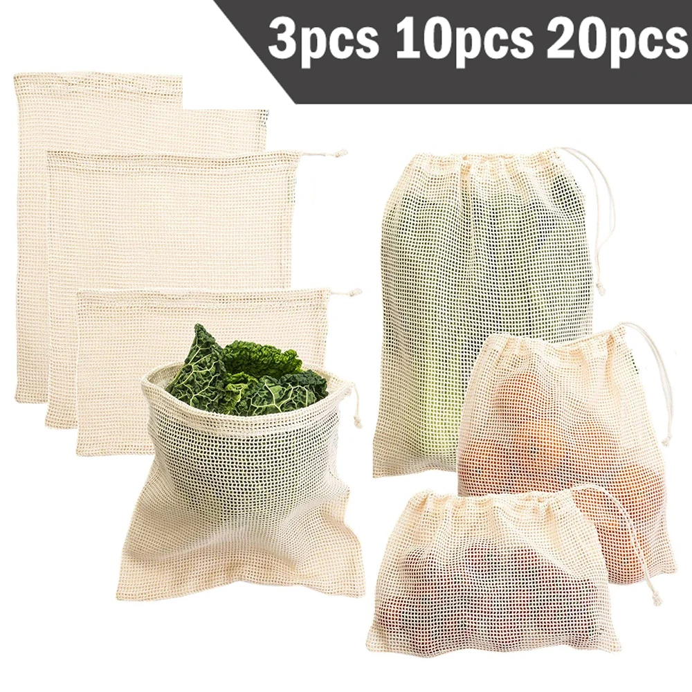 Reusable Produce Bag - Conjunto de bolsas reutilizáveis, kit com