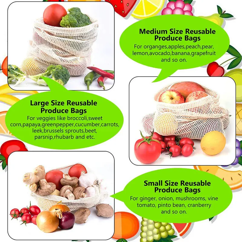 Conjunto de bolsas reutilizáve - Reusable Produce Bag avaliação e preço